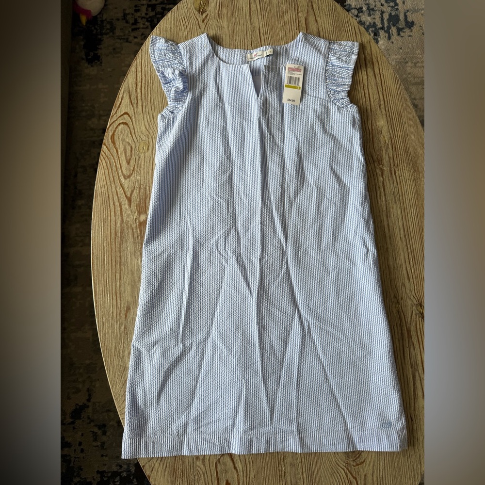 NWT Vineyard Vines Blue Seersucker Sleeveless Dress girls 14 or Women’s XS (0-2)